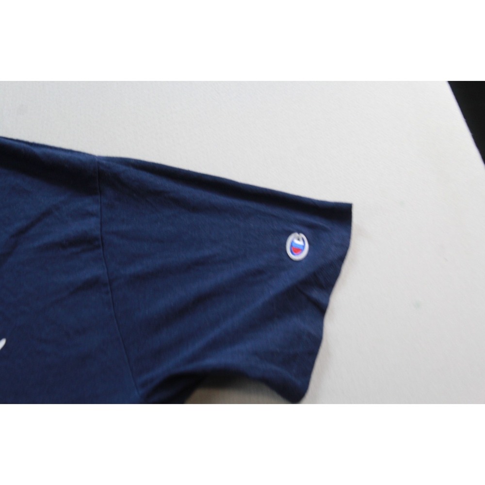 Champion T-Shirt Men Size M Blue Excellent Athletic Script Logo Short Sleeve - Picture 8 of 11